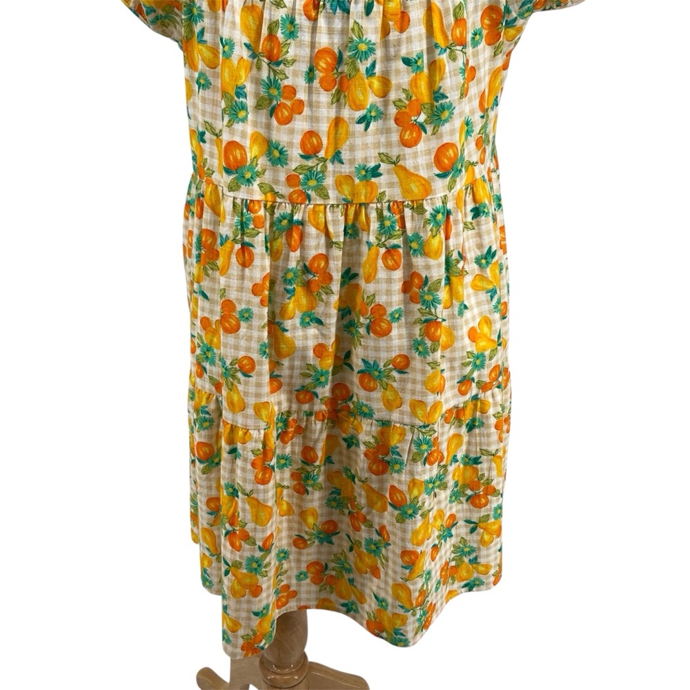 NWT Greylin Lora Square Neck Gingham and Fruit Print Cap Sleeve Dress Size Large - Picture 9 of 11
